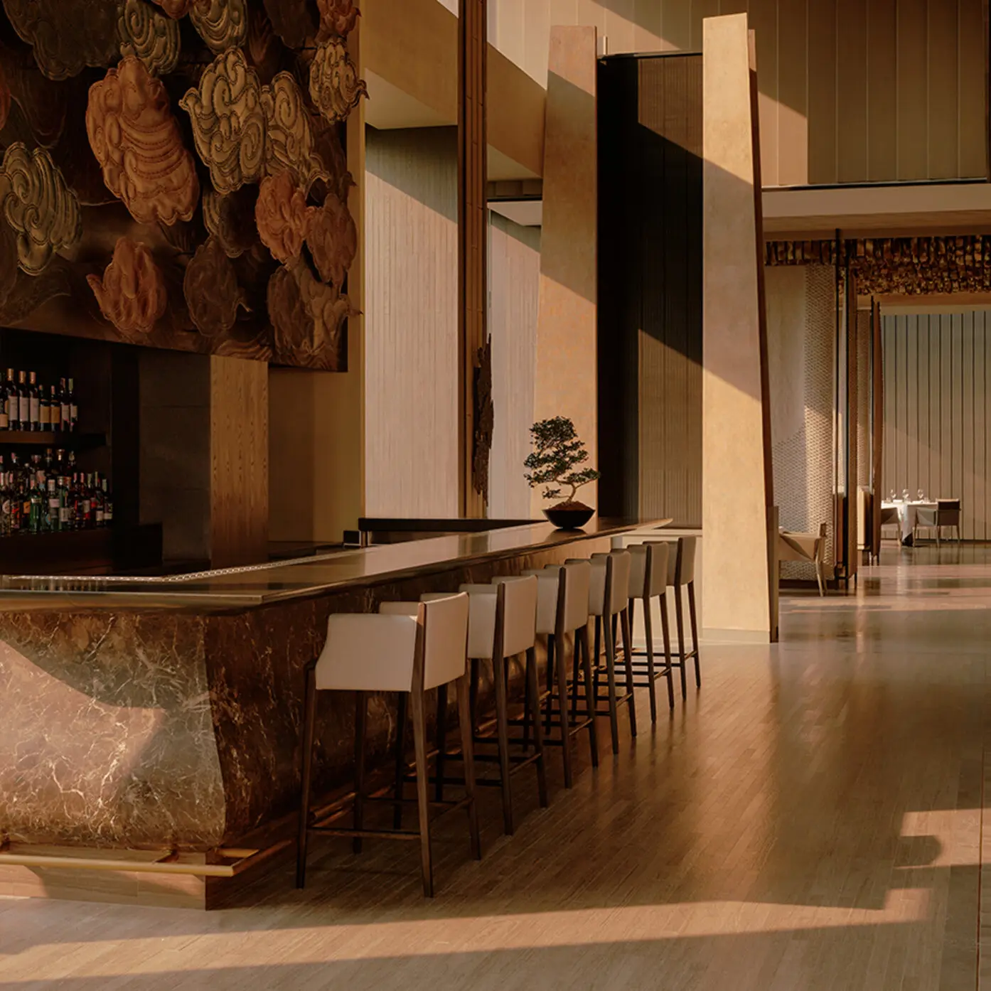 The bar counter at 1872, Aman Nai Lert Bangkok