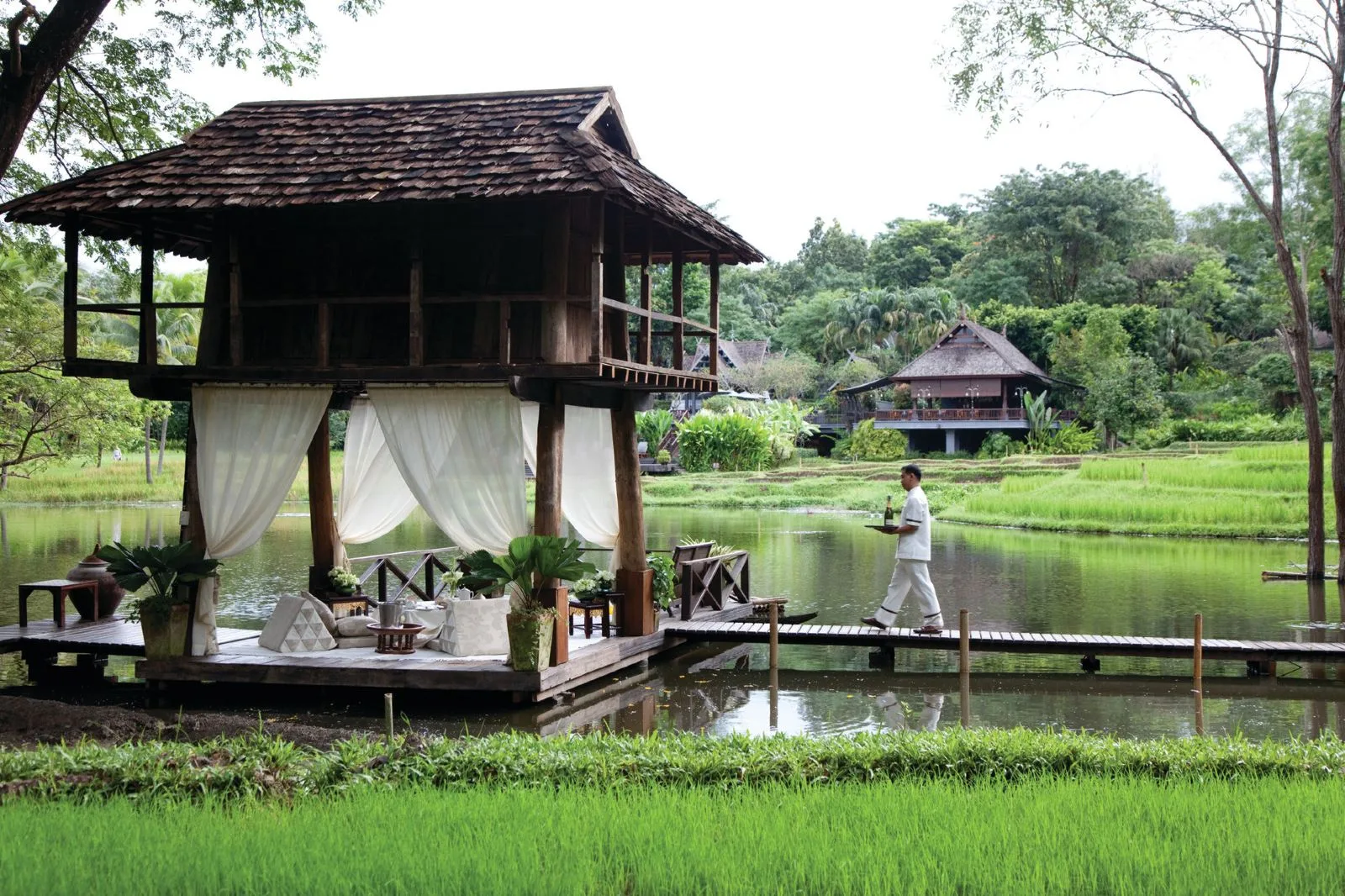 Four Seasons Resort Chiang Mai &mdash; a sala set out over the rice fields