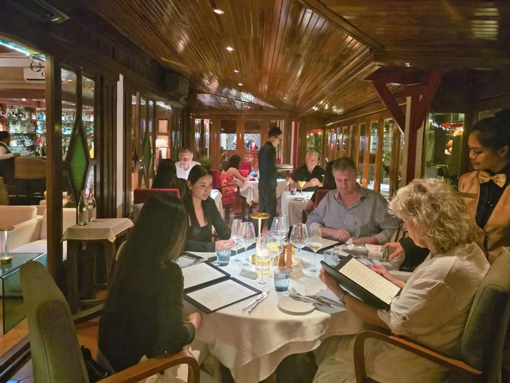 Cafe des Amis — the colonial-style dining room