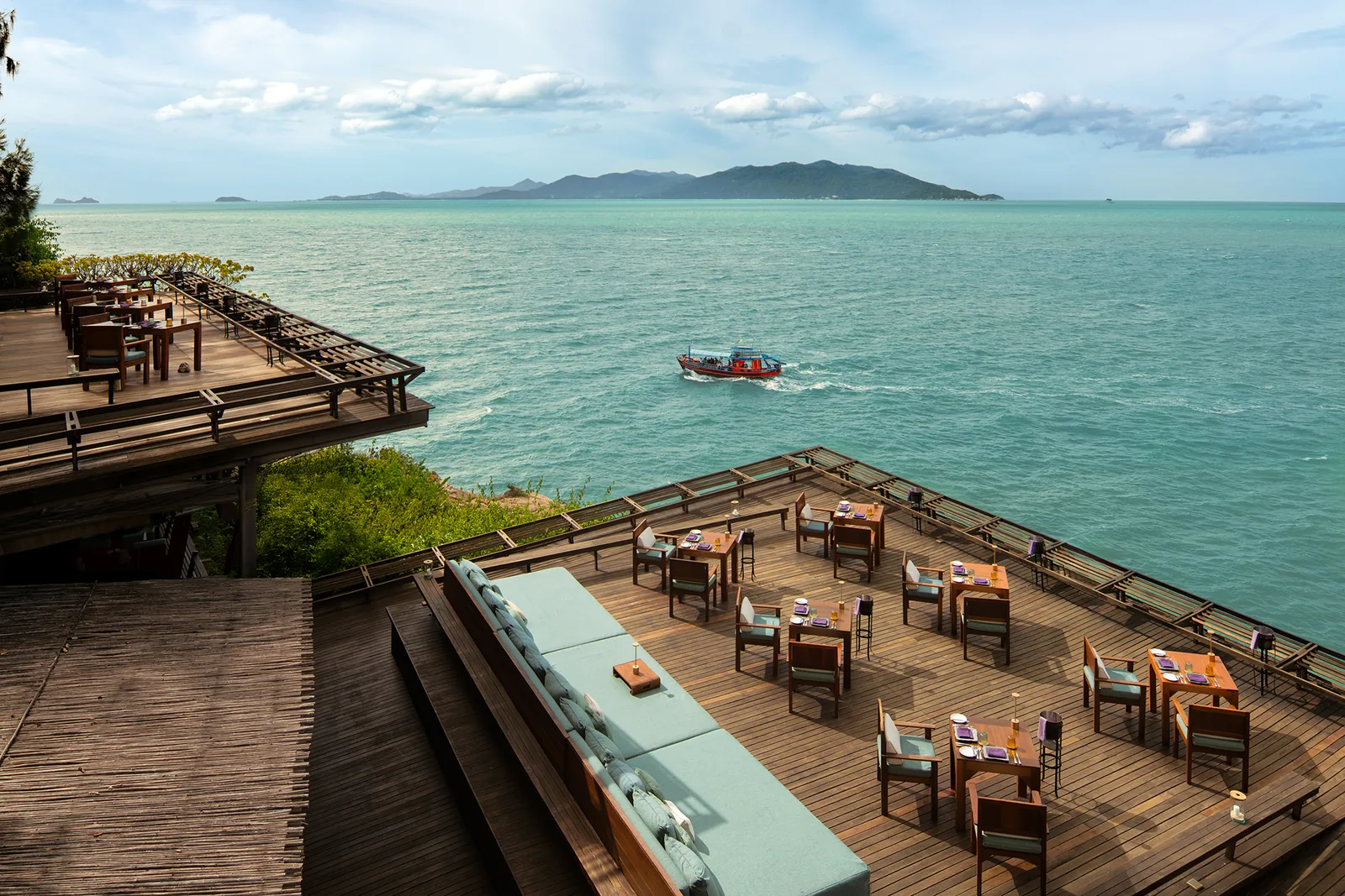 Dining on the Rocks at Six Senses Samui — terraced decks above the Gulf of Thailand